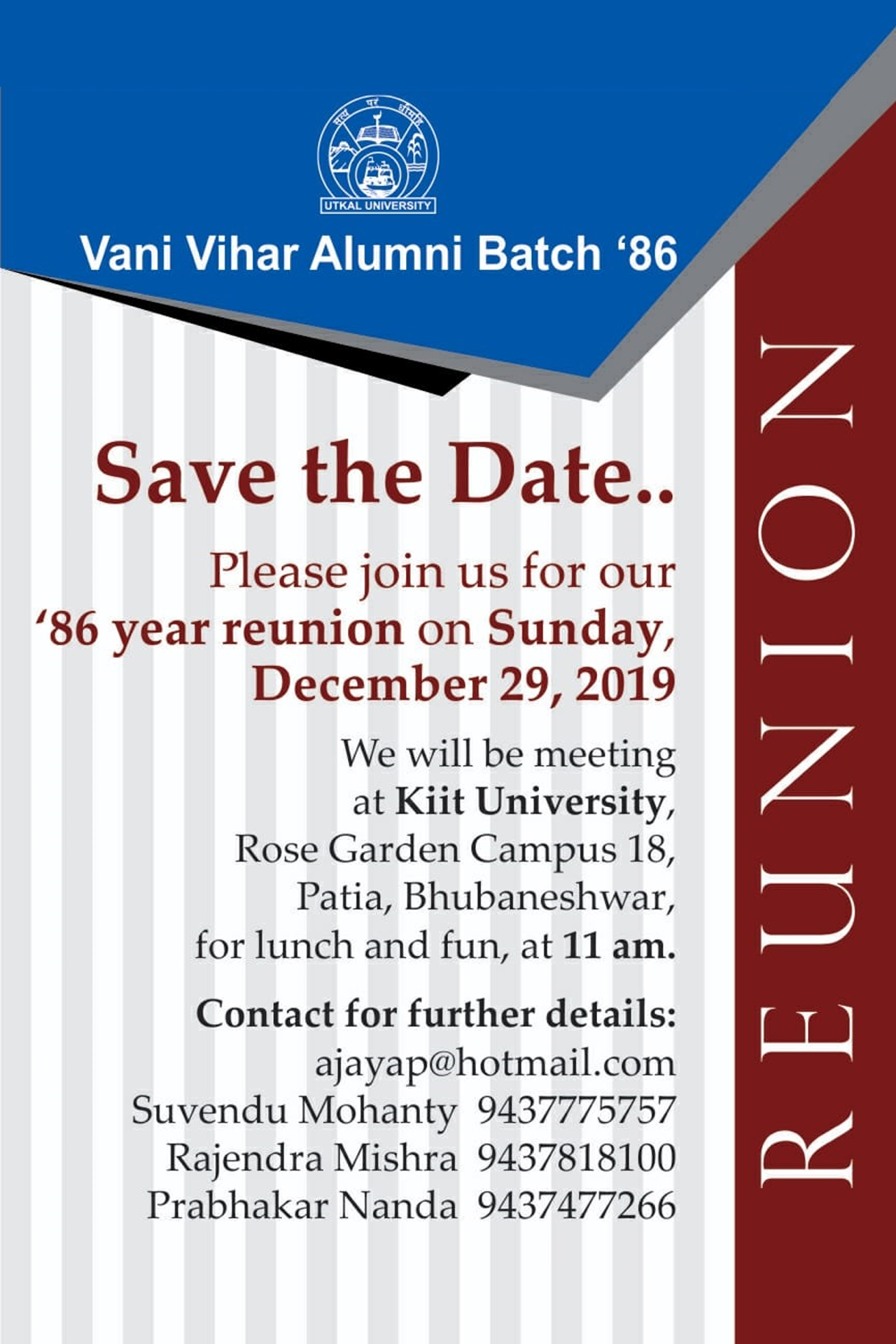 reunion on Sunday December. 29, 2019
